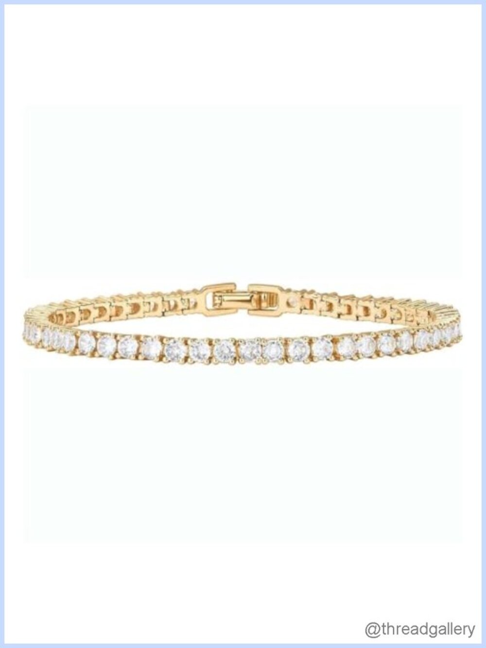 Gold Plated Tennis Bracelet with Cubic Zirconia 7.5 Inches Elegant Women Jewelry